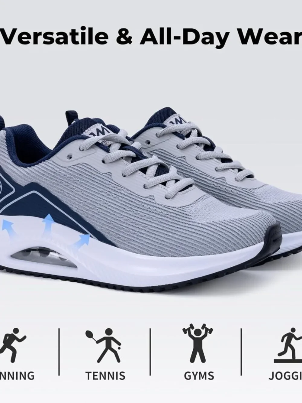 Women's Grey Blue Arch Support Walking Shoes Plantar Fascistic Sneakers